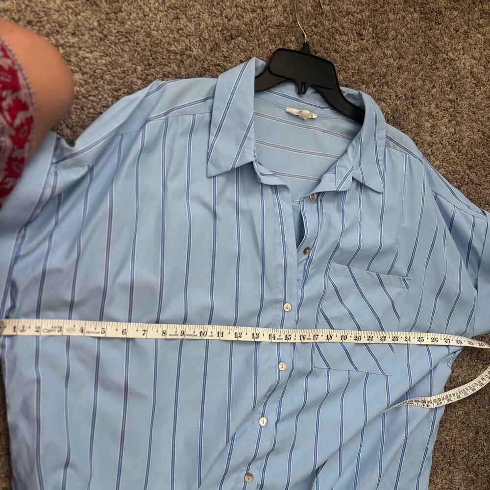 Entro Blue Striped Button Front Shirt Dress Plus Sz 1X Short Sleeve Mini Cotton - Picture 11 of 12